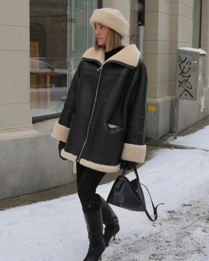 Marie - Manteau d'hiver chaud avec col en fourrure