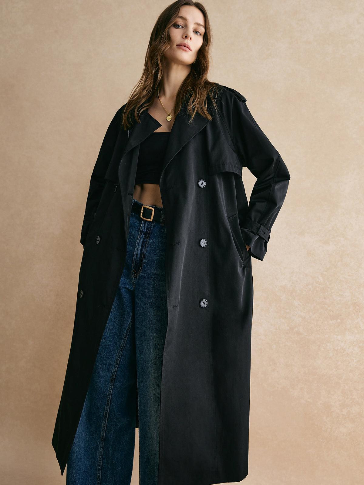 Casual Pockets Long Trench Coat